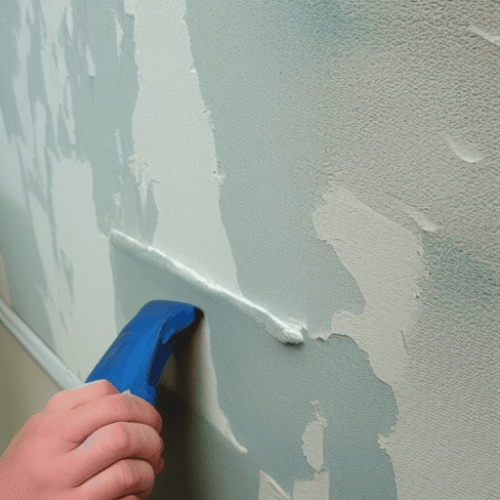 Hands scraping wallpaper