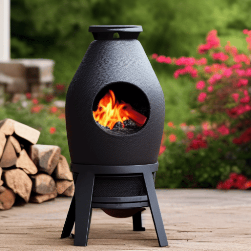 A chiminea in the garden
