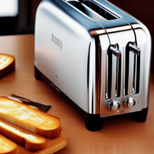 Modern toaster and some bread