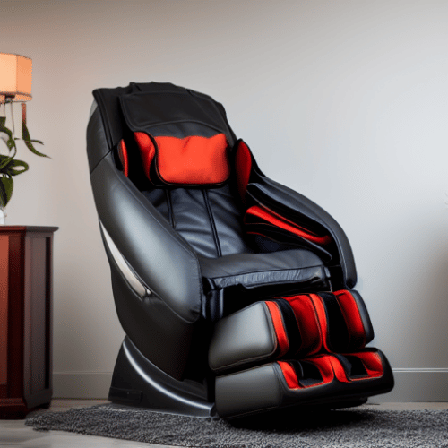Black massage chair in the living room