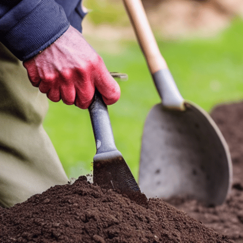 a man using a garden spade