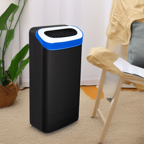 a portable air conditioner near a wooden chair