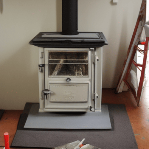 a white wood-burning stove after painting