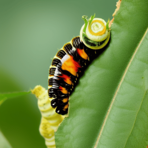 caterpillar eating rose leaves