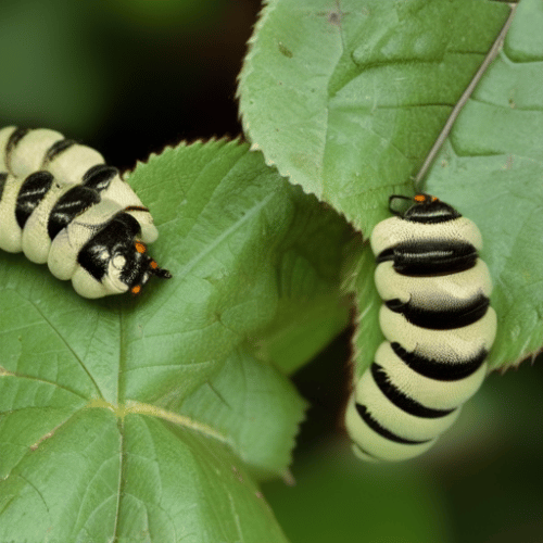 caterpillars eating rose leaves