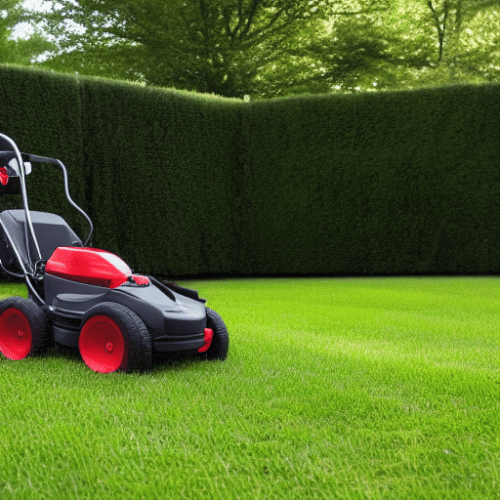 mowing lawn using a small lawn mower