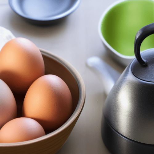 preparing to boil some eggs using a kettle
