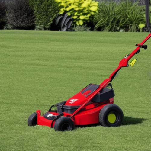 preparing to cut the grass using a lawn mower