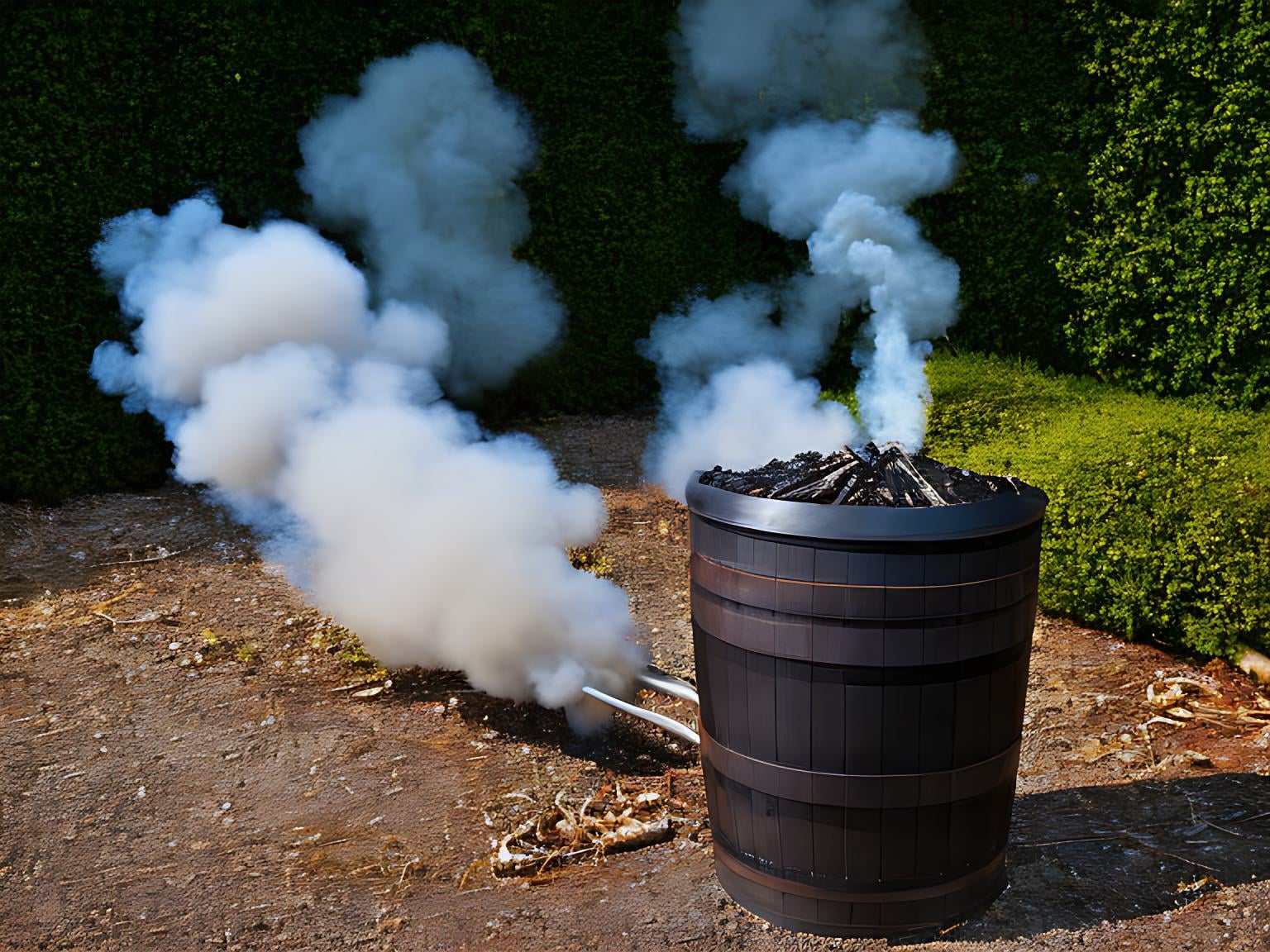 a dark wooden barrel with fumes