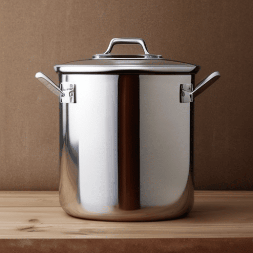 a large stainless steel pot