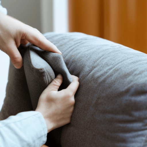 a person removing the cushion