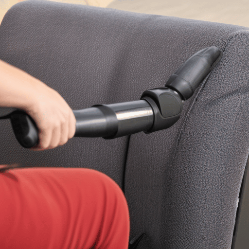 a person vacuuming the couch
