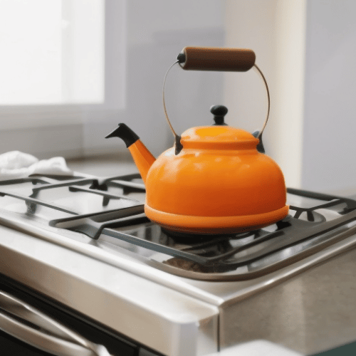 an orange appliance heating water