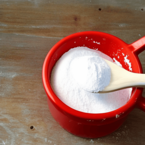 baking soda in a red bowl