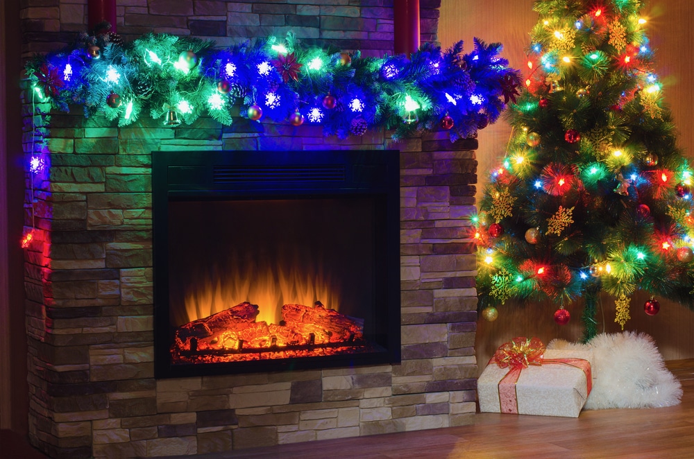 how to decorate an electric fireplace for christmas